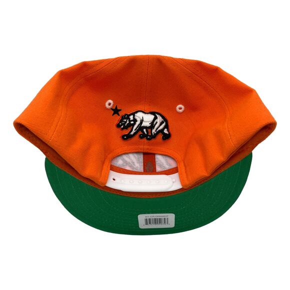 Orange White California Republic Cali Bear Flag Flat Bill Snapback Cap Hat - Picture 4 of 4
